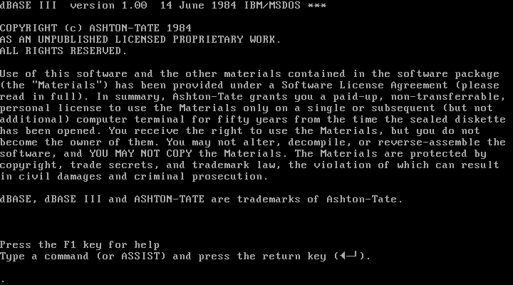 dBase III r1.0 - Splash